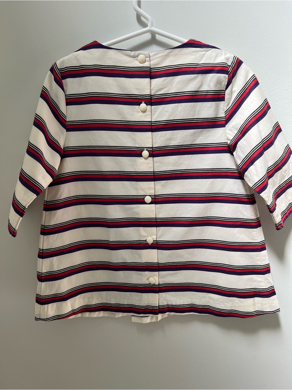 Janie and Jack Cream Top with Navy and Red Stripes - Picture 4 of 9